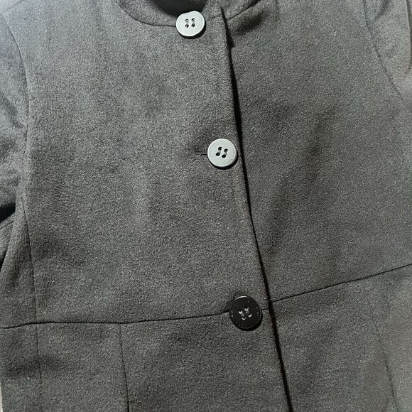 Calvin Klein Black Overcoat Peacoat Button Front Wool Blend Women's Size 10 - Picture 3 of 10